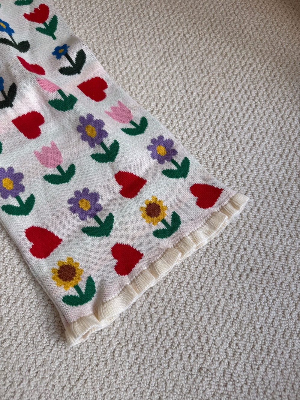 Mini Boden White Floral & Heart Knit Set - Picture 3 of 6